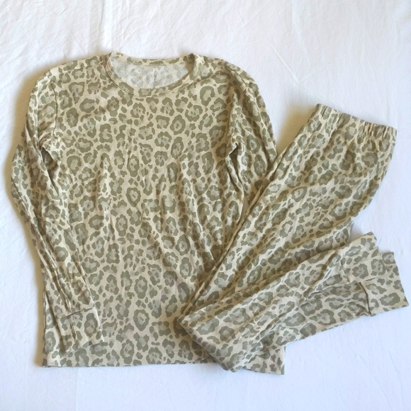 gap kids organic cotton leopard print long sleeve pajama set girls size 14 - Picture 1 of 8